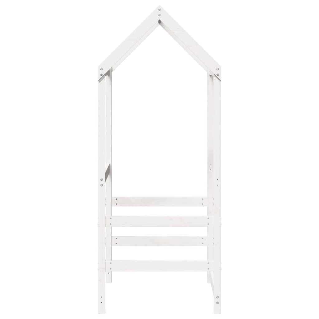 Pine Solid Wood Kids' Bed with Roof, White - 118x70x176.5 cm