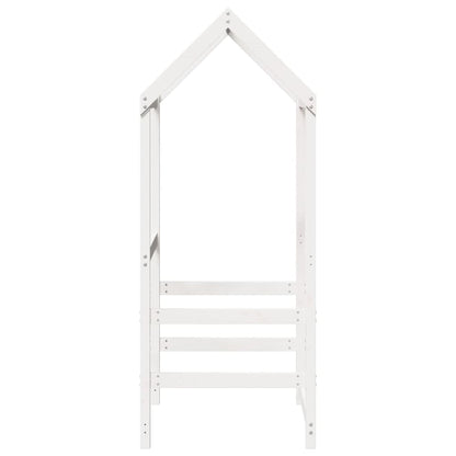 Pine Solid Wood Kids' Bed with Roof, White - 118x70x176.5 cm