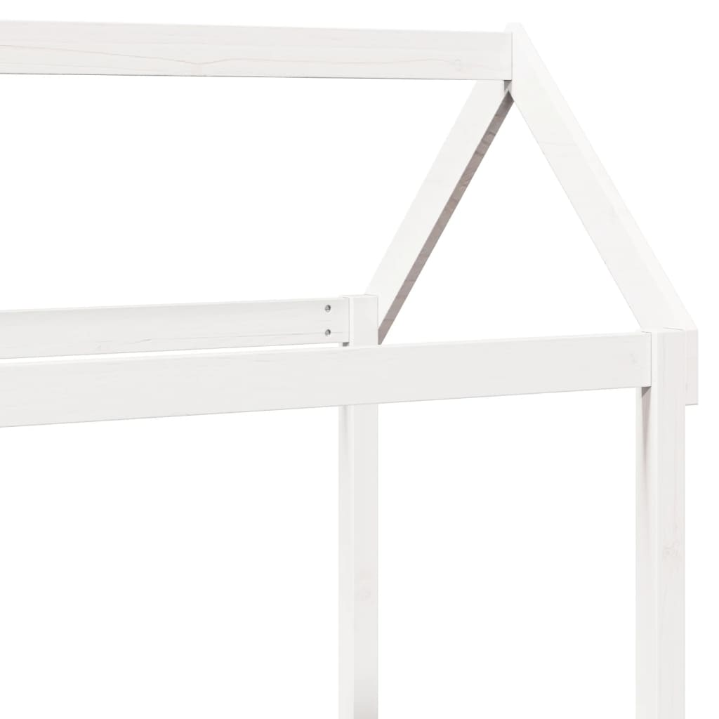Pine Solid Wood Kids' Bed with Roof, White - 118x70x176.5 cm