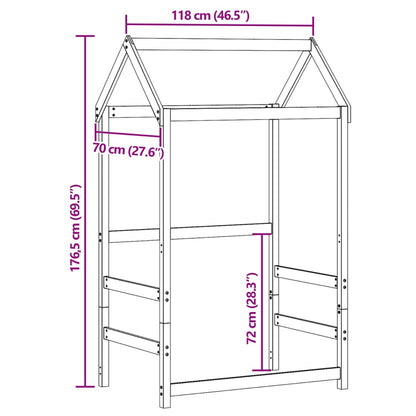 Pine Solid Wood Kids' Bed with Roof, White - 118x70x176.5 cm