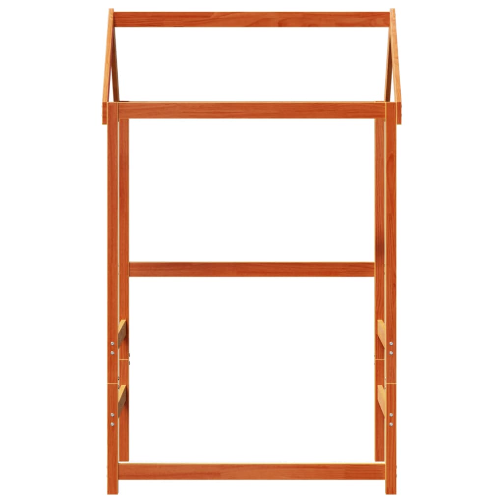 Kids' Bed with Roof, Solid Pine Wood, Wax Brown, 118x70x176.5 cm