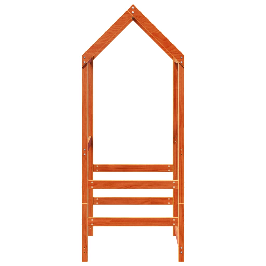 Kids' Solid Pine Bed with Roof - Wax Brown, 108x70x176.5 cm