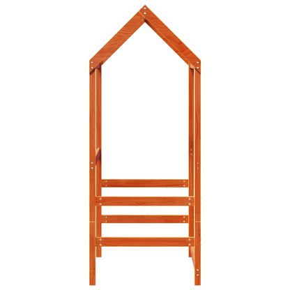 Kids' Solid Pine Bed with Roof - Wax Brown, 108x70x176.5 cm