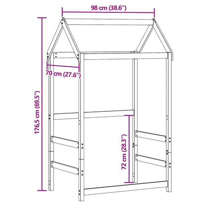 Solid Pine Kids' Bed Roof 98x70x176.5 cm - Cozy Playful Design