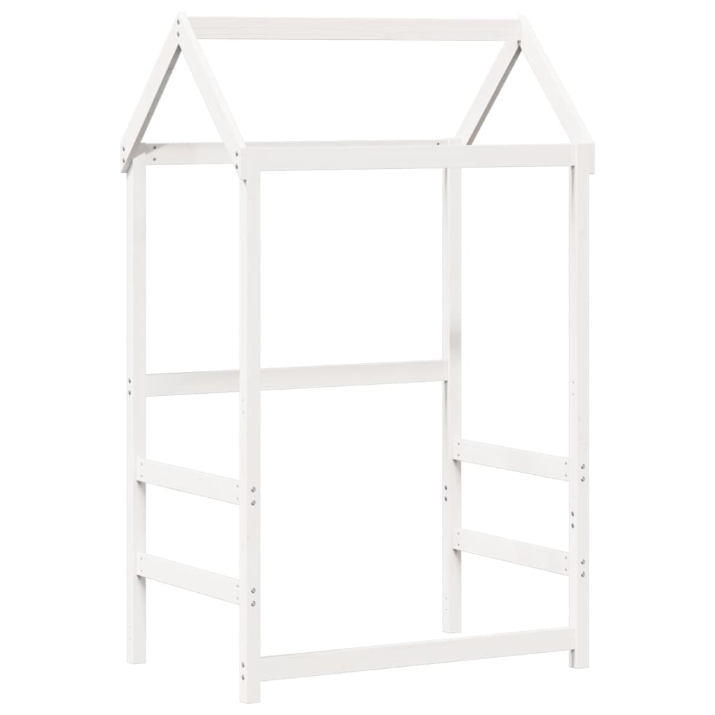 Solid Pine Kids' Bed with Roof, White, 98x70x176.5 cm