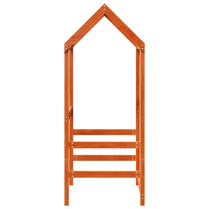 Solid Pine Kids' Bed with Roof, Wax Brown, 98x70x176.5 cm