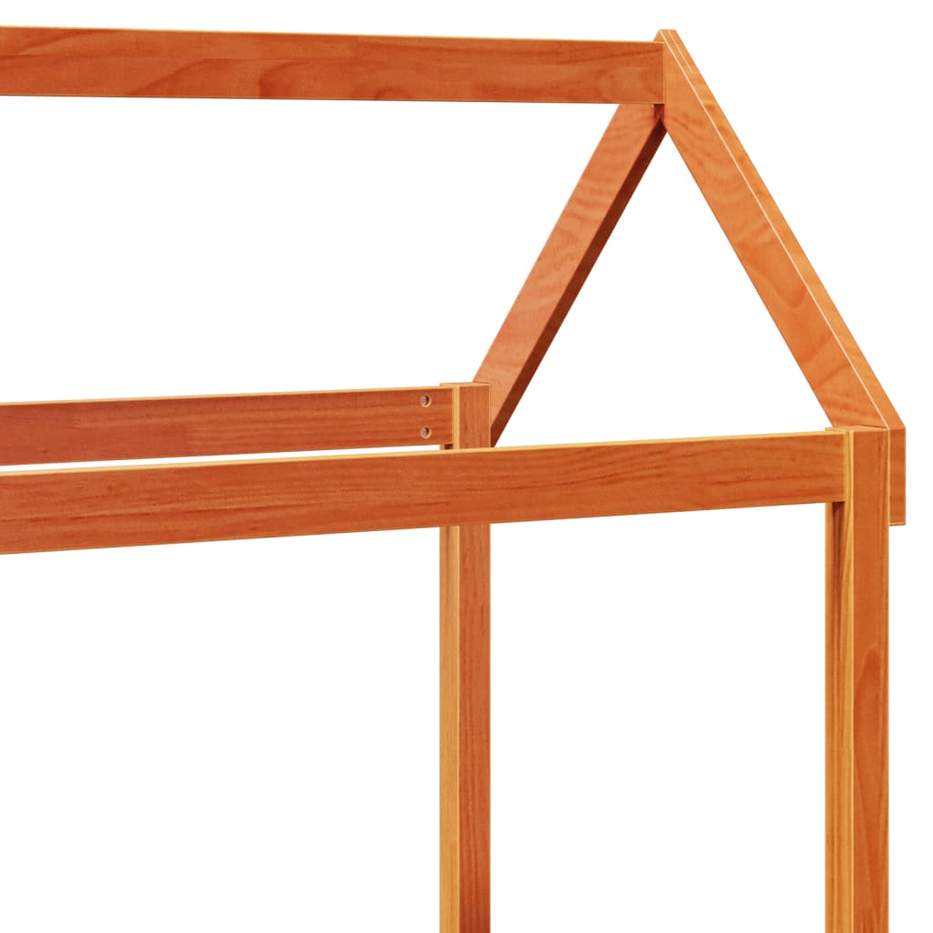 Solid Pine Kids' Bed with Roof, Wax Brown, 98x70x176.5 cm