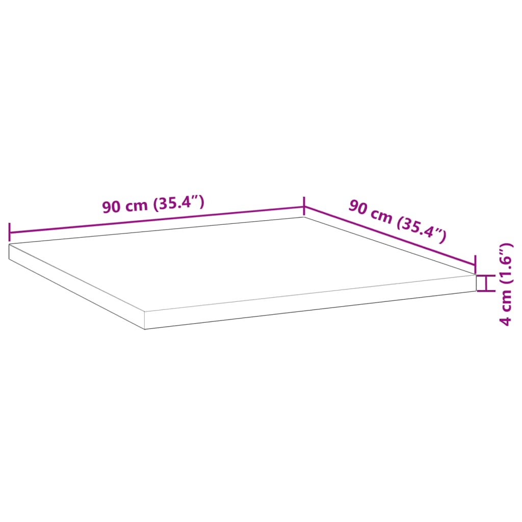 Solid Acacia Wood Square Tabletop 90x90x4 cm - Durable & Stylish