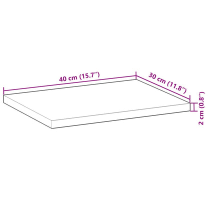Solid Acacia Wood Table Top 40x30x2 cm - Rectangular Elegance
