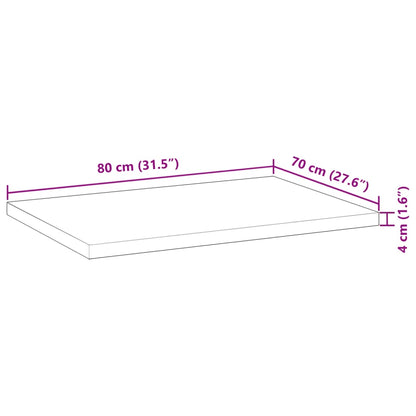 Solid Acacia Wood Table Top, Rectangular 80x70x4 cm
