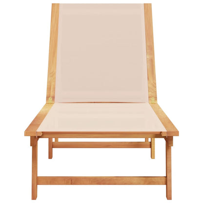Acacia Wood Sun Lounger with Cream Textilene Fabric