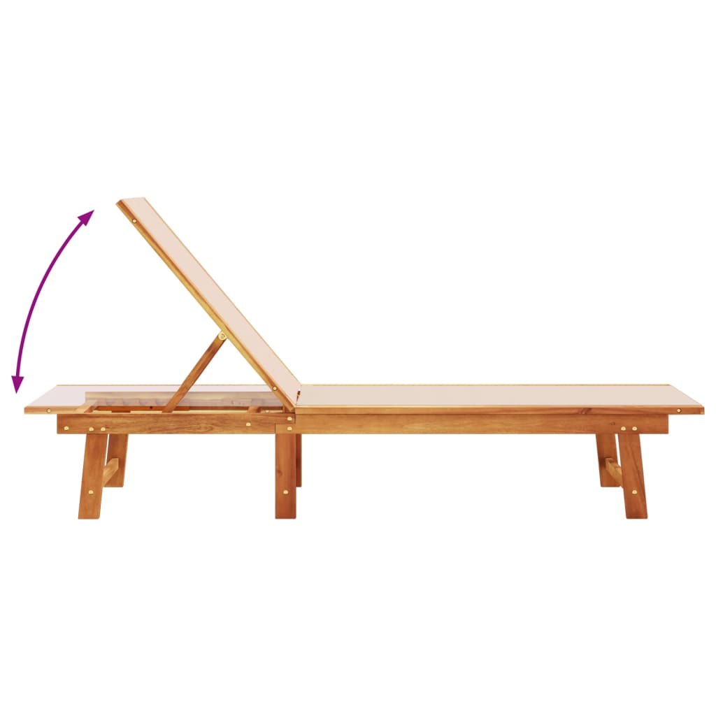 Acacia Wood Sun Lounger with Cream Textilene Fabric