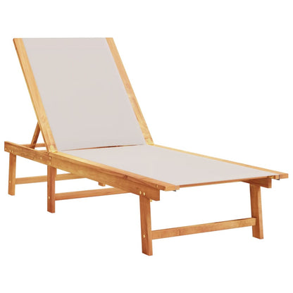 Grey Acacia Wood Sun Lounger with Textilene Fabric