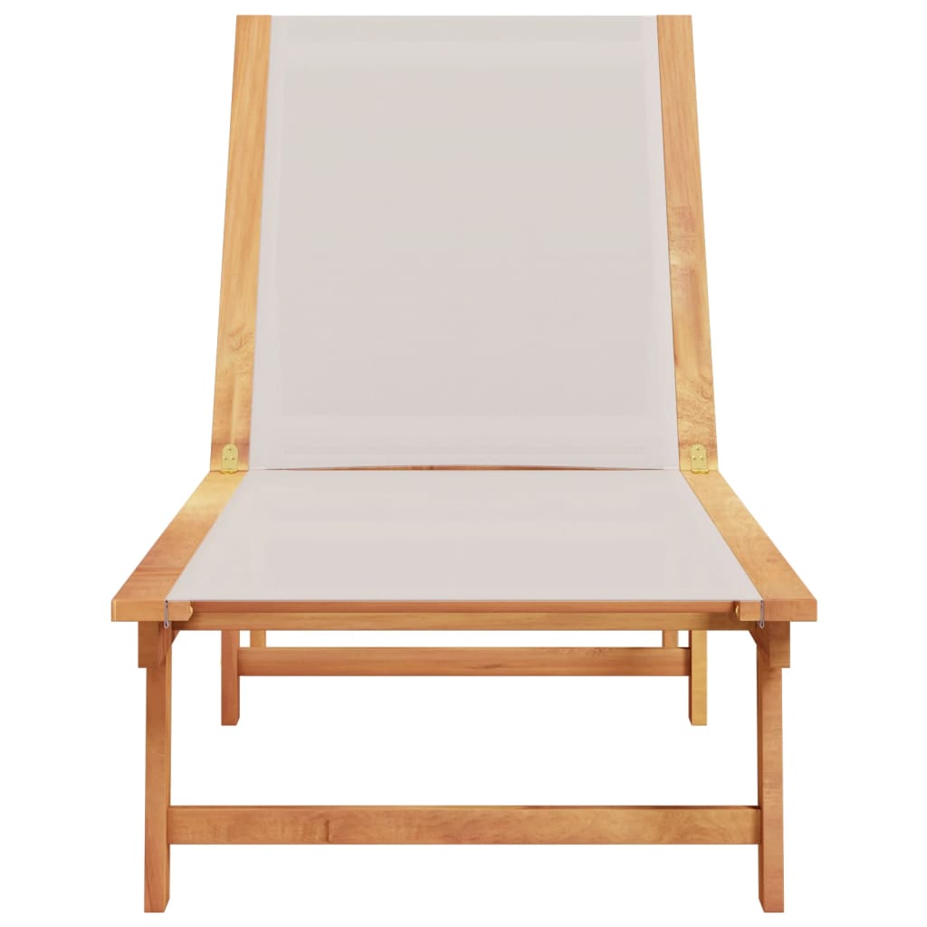 Grey Acacia Wood Sun Lounger with Textilene Fabric