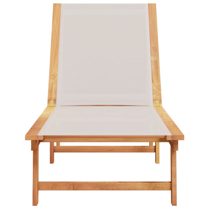 Grey Acacia Wood Sun Lounger with Textilene Fabric