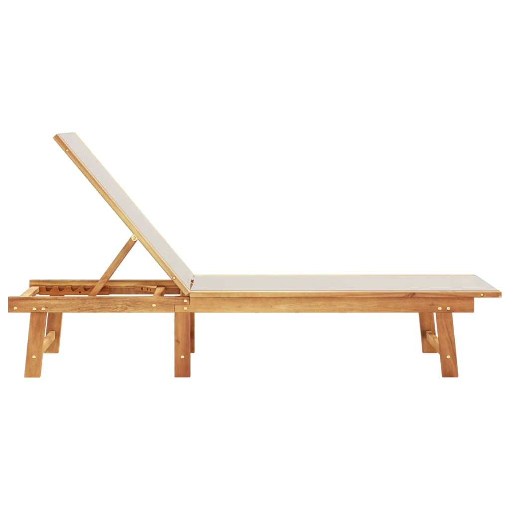 Grey Acacia Wood Sun Lounger with Textilene Fabric