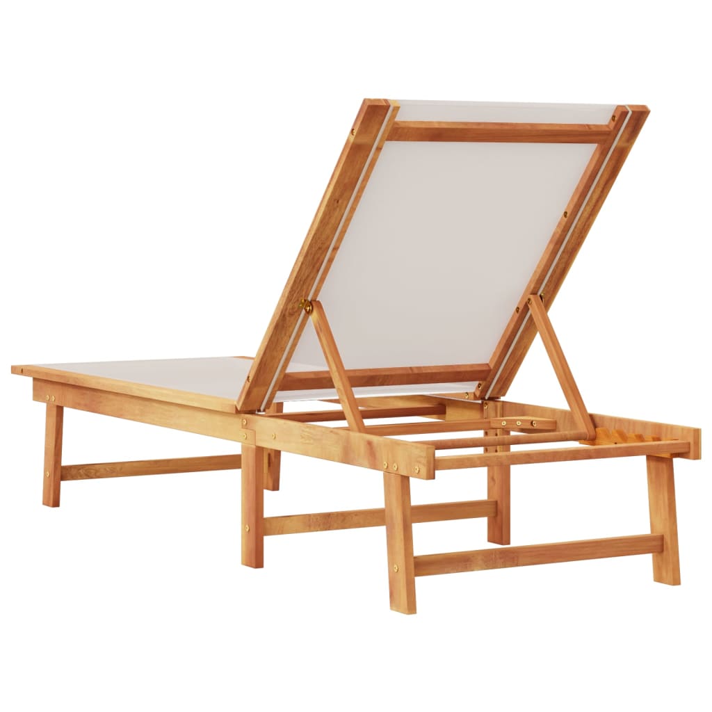 Grey Acacia Wood Sun Lounger with Textilene Fabric