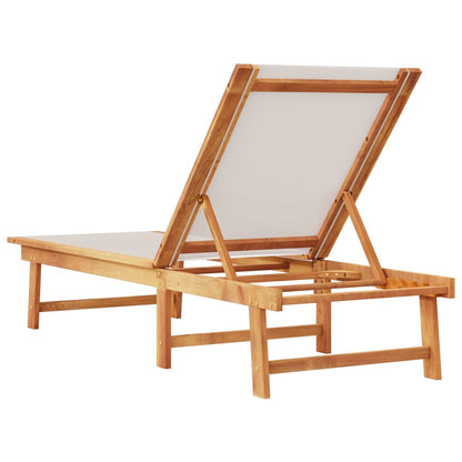Grey Acacia Wood Sun Lounger with Textilene Fabric