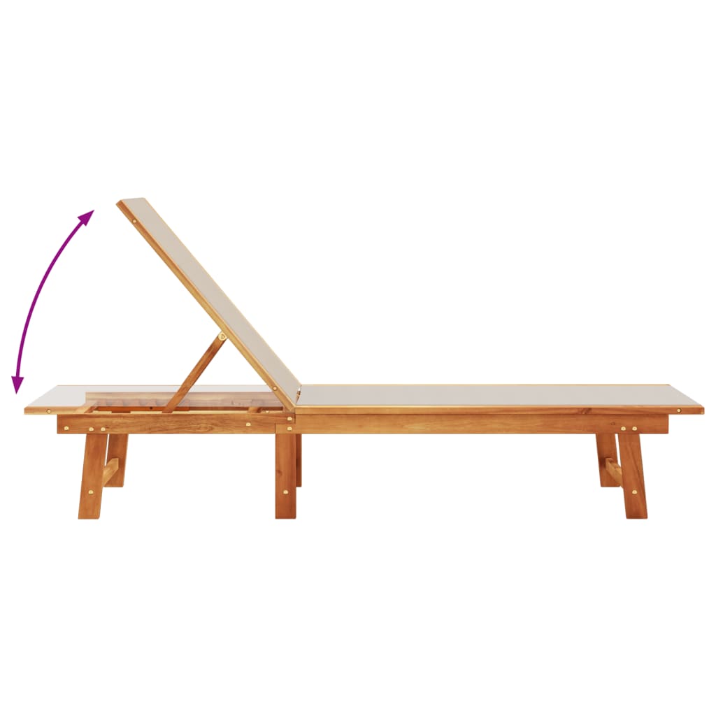 Grey Acacia Wood Sun Lounger with Textilene Fabric