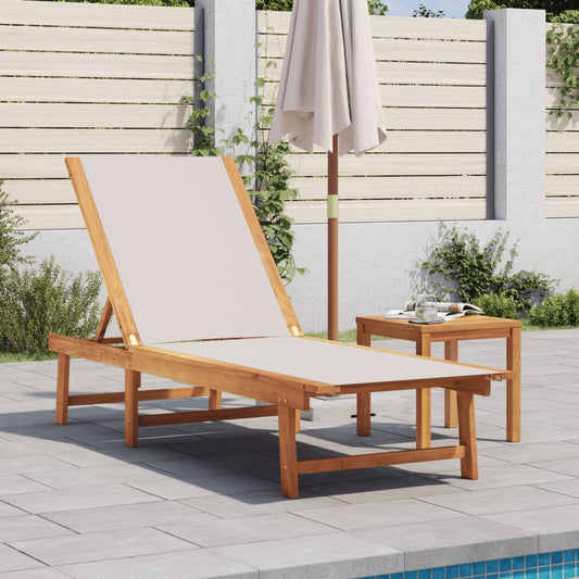 Grey Acacia Wood Sun Lounger with Textilene Fabric
