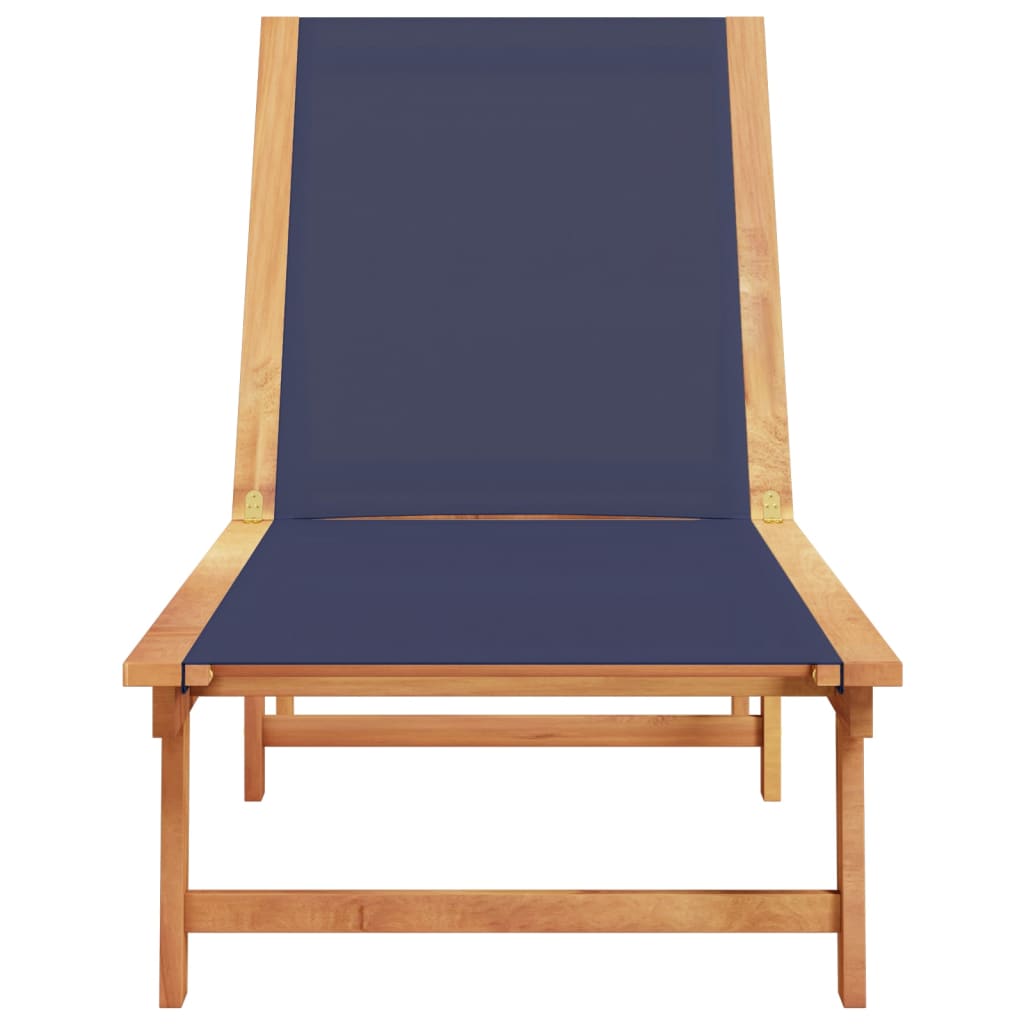 Blue Acacia Wood & Textilene Sun Lounger - Solid Comfort