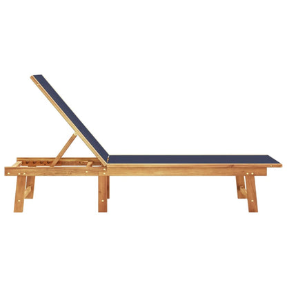Blue Acacia Wood & Textilene Sun Lounger - Solid Comfort