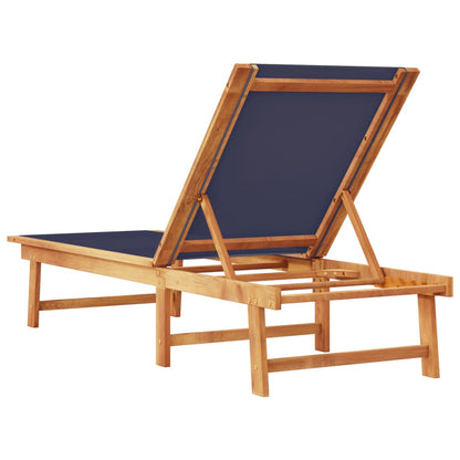 Blue Acacia Wood & Textilene Sun Lounger - Solid Comfort
