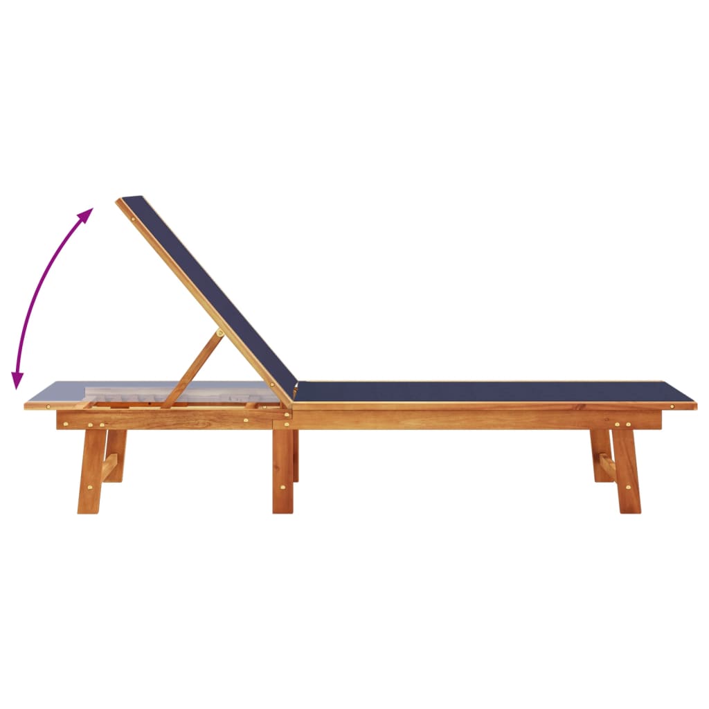 Blue Acacia Wood & Textilene Sun Lounger - Solid Comfort