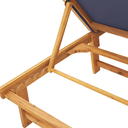Blue Acacia Wood & Textilene Sun Lounger - Solid Comfort