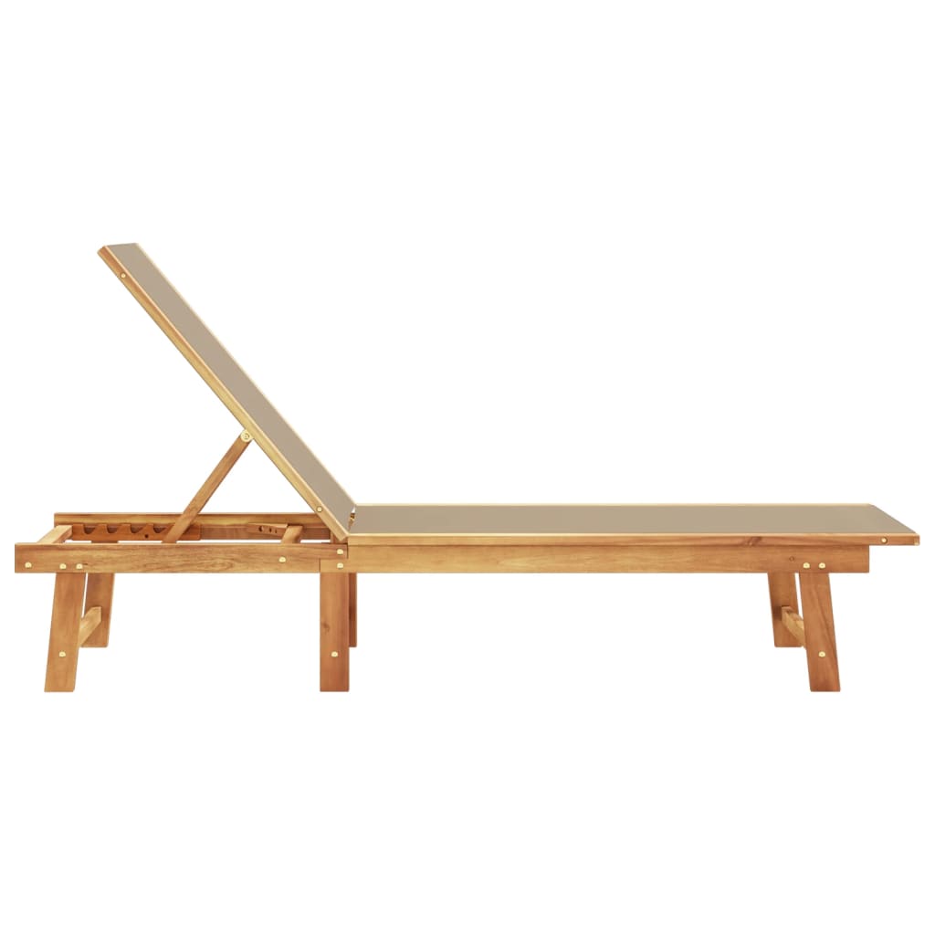 Taupe Acacia Wood & Textilene Sun Lounger - Stylish & Durable