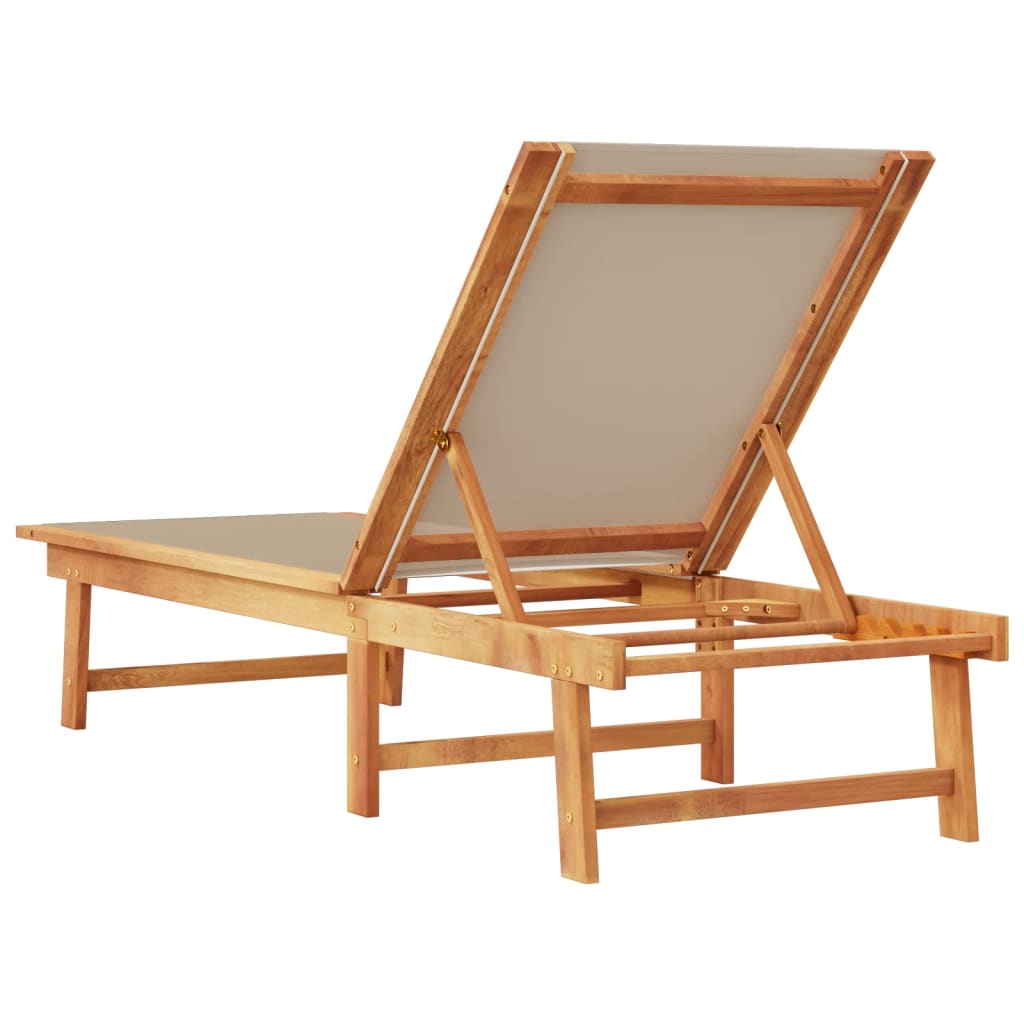Taupe Acacia Wood & Textilene Sun Lounger - Stylish & Durable
