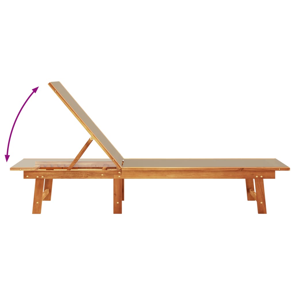 Taupe Acacia Wood & Textilene Sun Lounger - Stylish & Durable