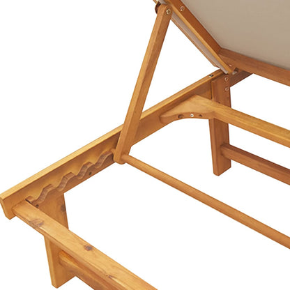 Taupe Solid Wood Acacia Sun Lounger Set with Table & Textilene