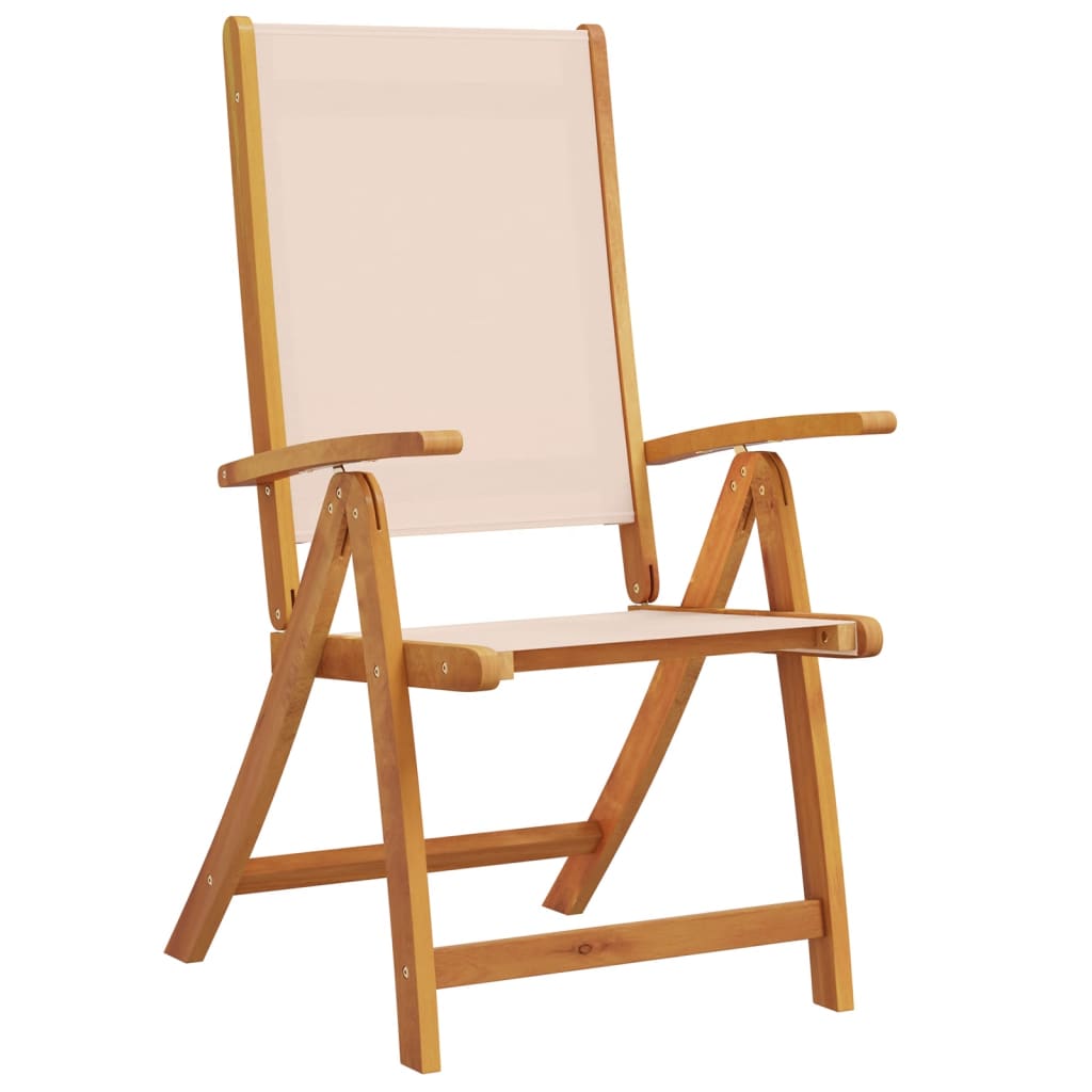 Folding Garden Chairs Set, 2 pcs, Acacia Wood & Textilene Fabric