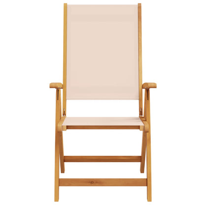 Folding Garden Chairs Set, 2 pcs, Acacia Wood & Textilene Fabric
