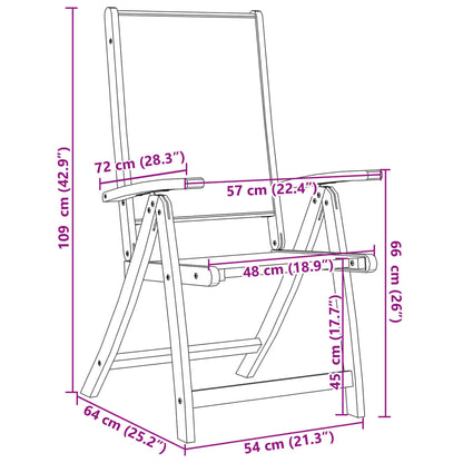 Folding Garden Chairs Set, 2 pcs, Acacia Wood & Textilene Fabric