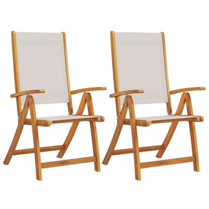 Stylish Folding Garden Chairs Set, Solid Acacia & Textilene, 2 Pcs