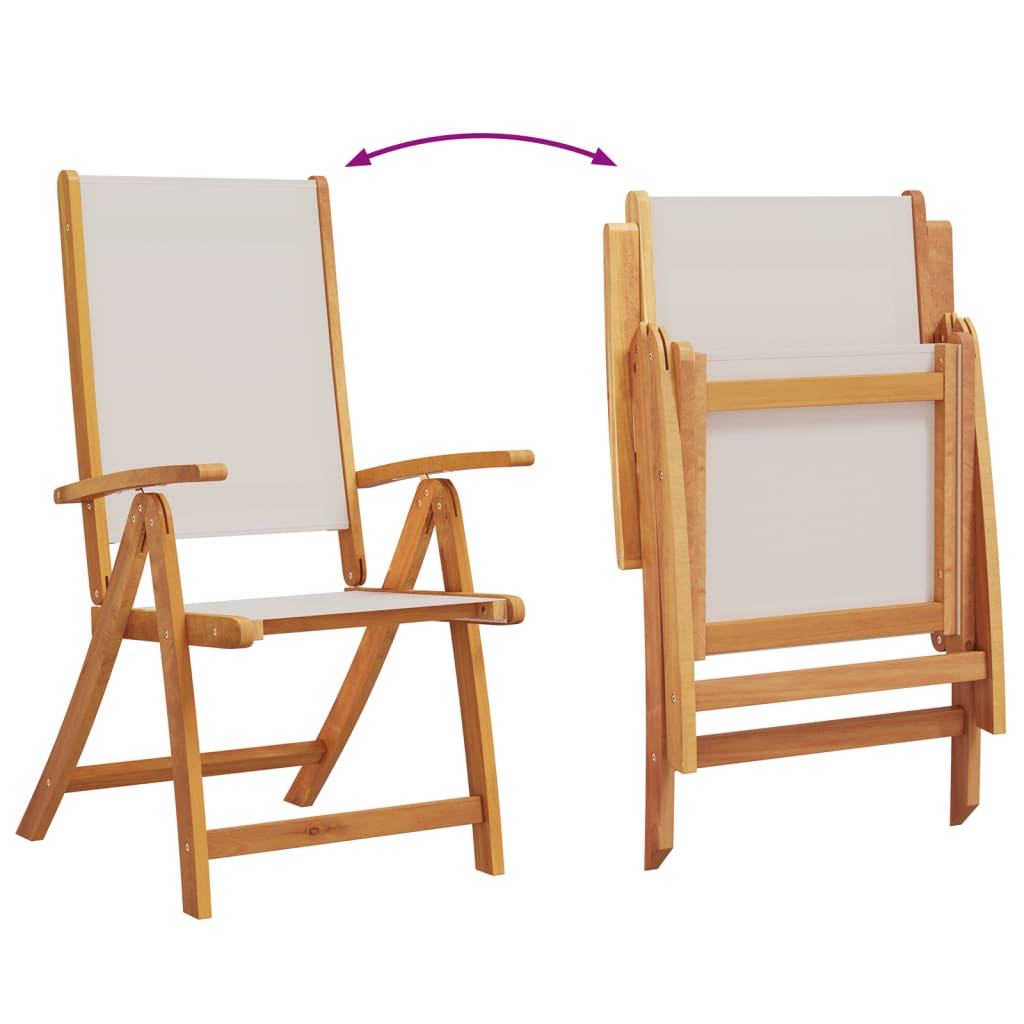 Stylish Folding Garden Chairs Set, Solid Acacia & Textilene, 2 Pcs