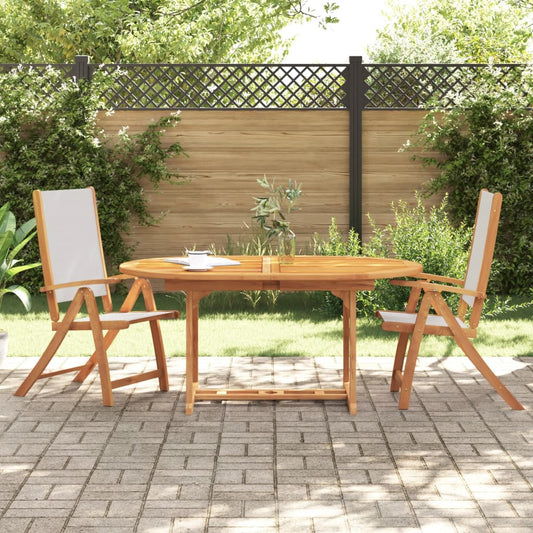 Stylish Folding Garden Chairs Set, Solid Acacia & Textilene, 2 Pcs