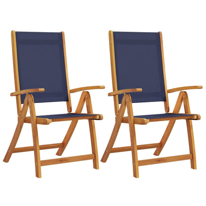 Acacia Wood & Textilene Folding Garden Chairs Set of 2