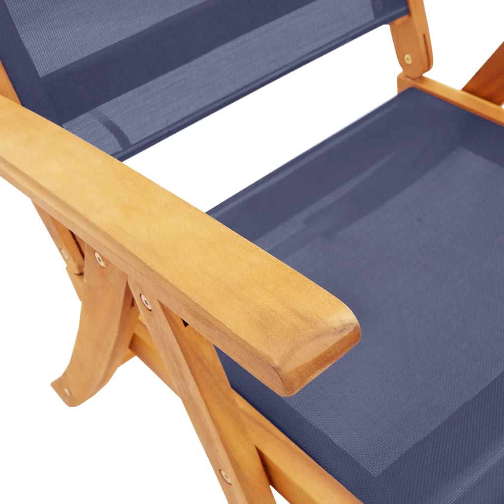 Acacia Wood & Textilene Folding Garden Chairs Set of 2