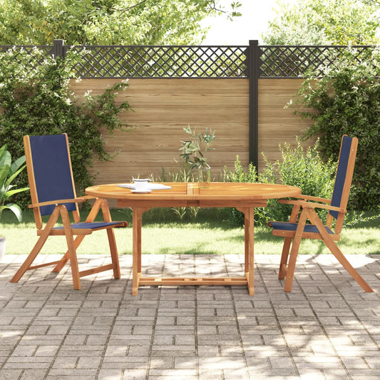 Acacia Wood & Textilene Folding Garden Chairs Set of 2