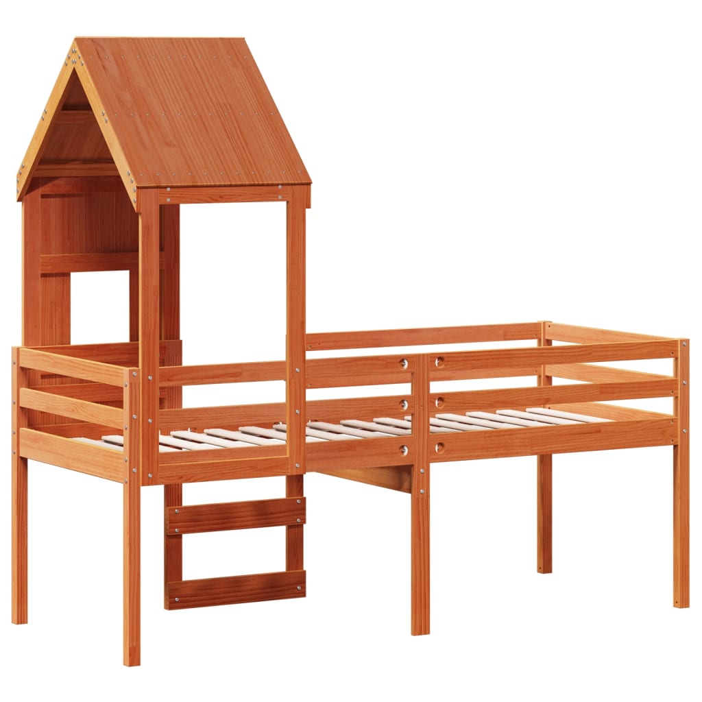 High Sleeper Bed without Mattress Wax Brown 80x200 cm Solid Wood Pine