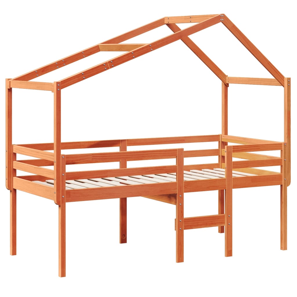 High Sleeper Bed without Mattress Wax Brown 90x200 cm Solid Wood Pine