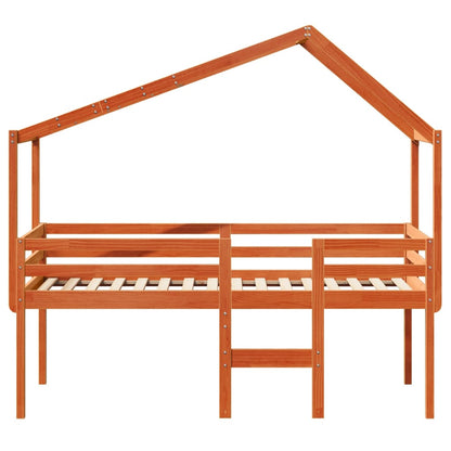 High Sleeper Bed without Mattress Wax Brown 90x200 cm Solid Wood Pine