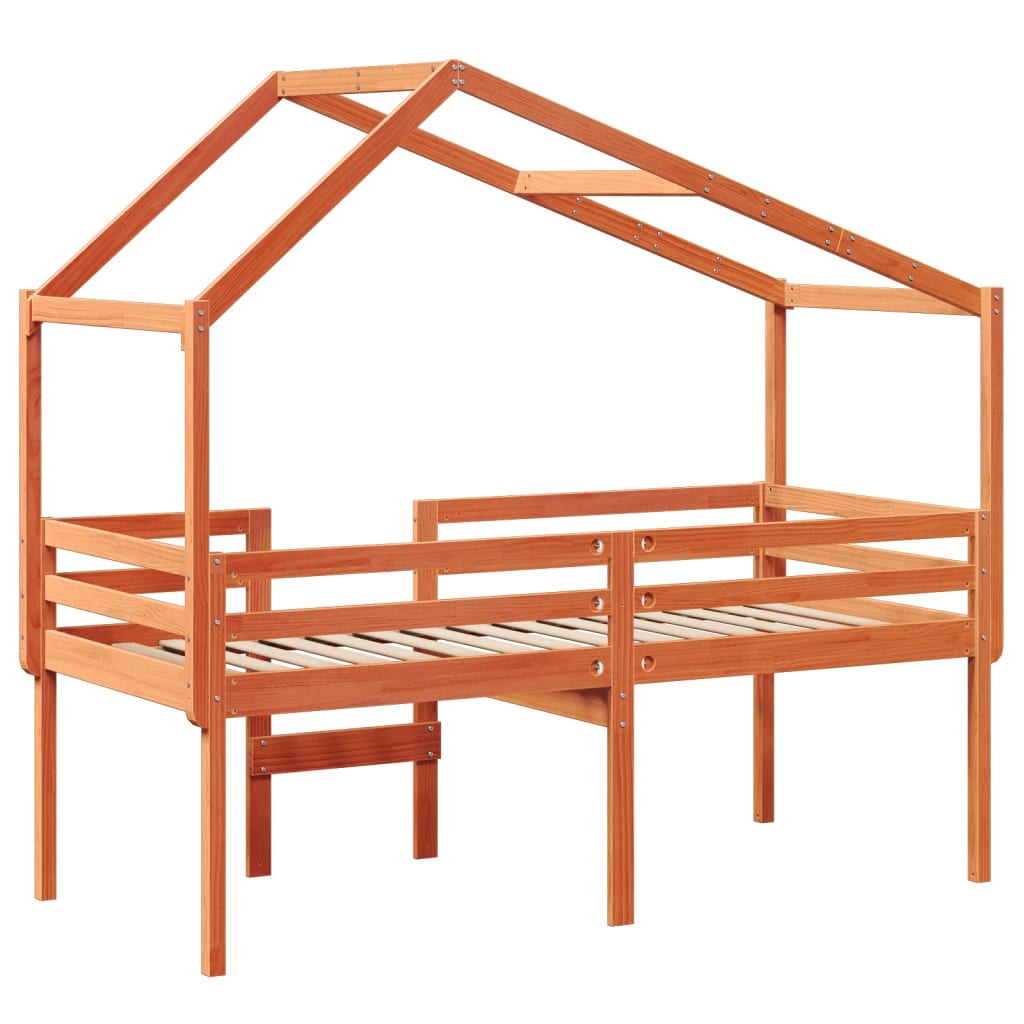 High Sleeper Bed without Mattress Wax Brown 90x200 cm Solid Wood Pine