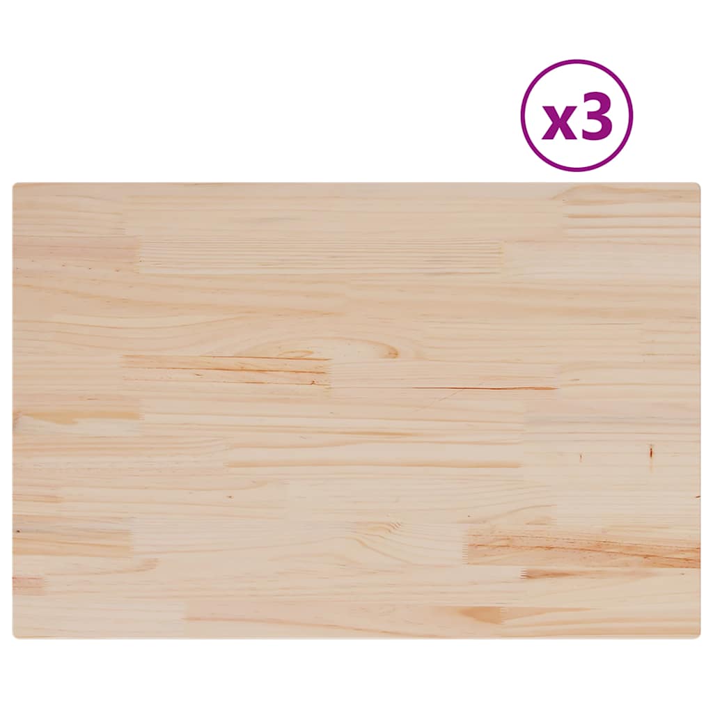 Solid Pine Table Tops Set - 3 pcs, 80x53x2.5 cm, Rectangular