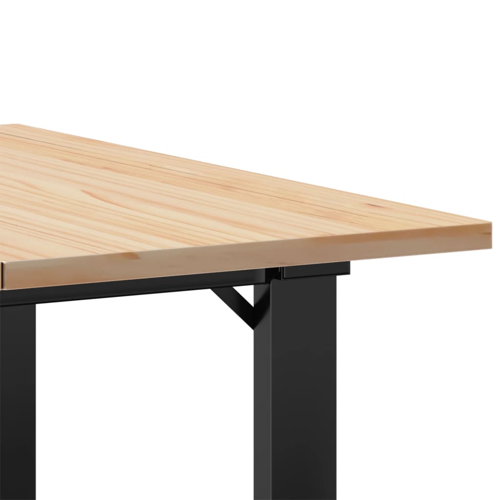 Solid Pine & Steel Coffee Table O-Frame 60x60x40 cm