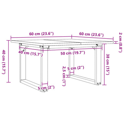 Solid Pine & Steel Coffee Table O-Frame 60x60x40 cm