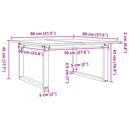 Solid Pine & Steel O-Frame Coffee Table 80x80x45 cm